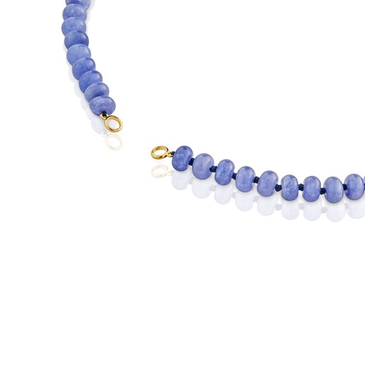 Obojkový náhrdelník Hold Oval ze stříbra pozlaceného 18karátovým zlatem s modrým kvarcitem