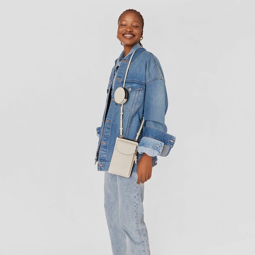 Beige TOUS La Rue Hanging Phone Pouch with Wallet