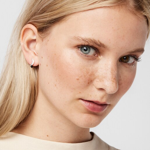 עגילי ירח Magic Nature מכסף עם אוניקס