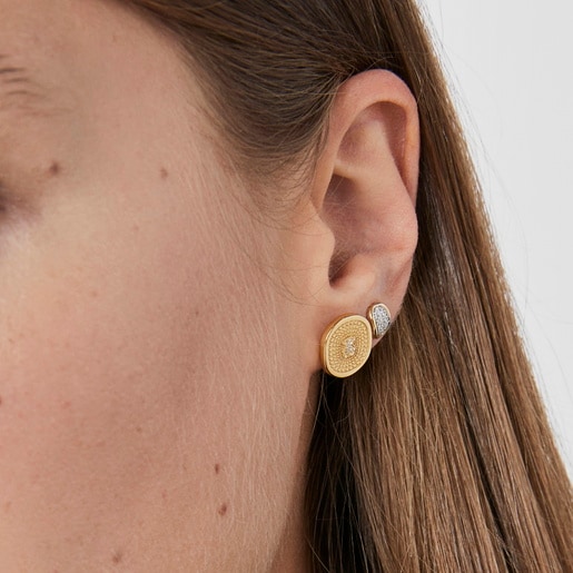 Gold Oursin Earrings with 0.02ct diamonds