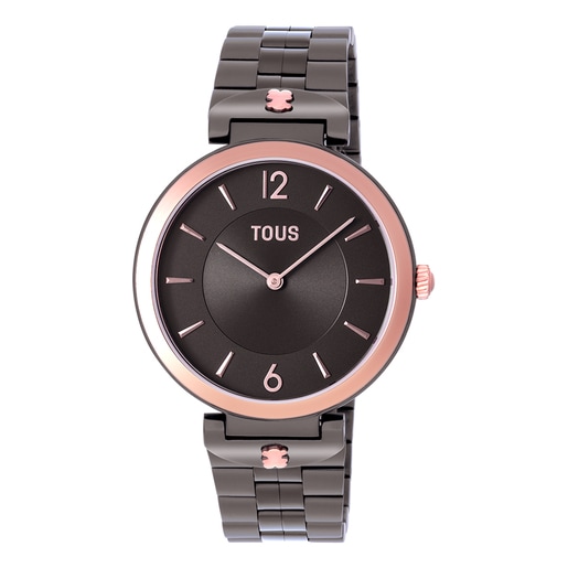 Analogue watch with gray-colored IP steel and pink-colored IPRG steel wristband S-Band