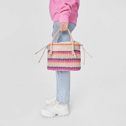 תיק סל Scoubidou בינוני בצבע חום עדין