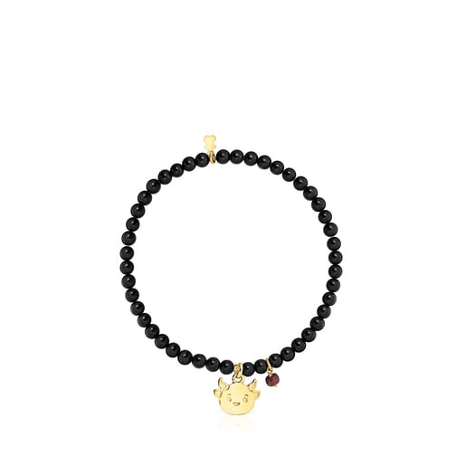 Pulsera con baño de oro 18 kt sobre plata y ónix buey TOUS Chinese New Year