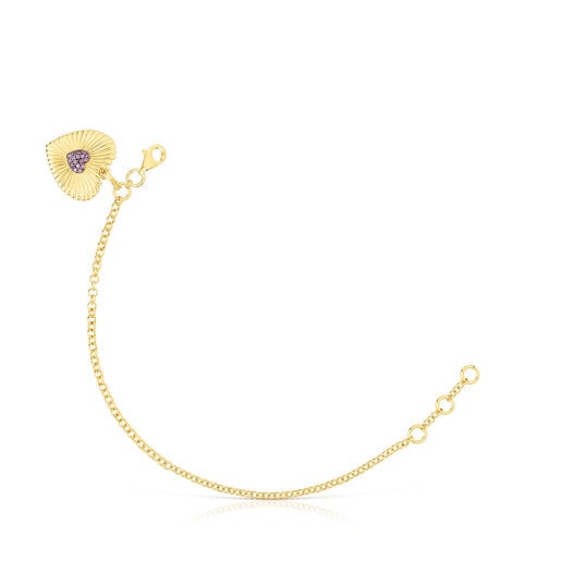 Pulsera con baño de oro 18 kt sobre plata corazón con rodolitas Iris Motif