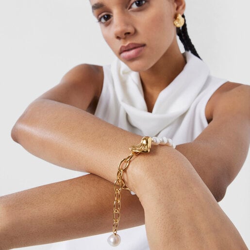 Silver Vermeil Oceaan shell Bracelet with pearls