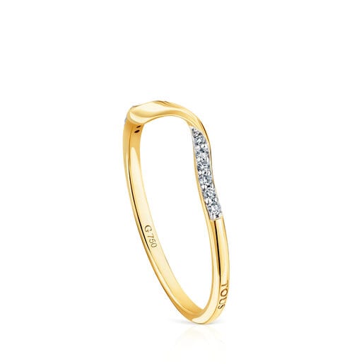 Gold TOUS St Tropez Spiral ring with diamonds | TOUS