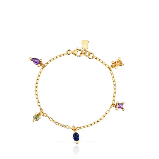 Pulsera cadena con baño de oro 18 kt sobre plata y gemas creadas en laboratorio TOUS Color Lab