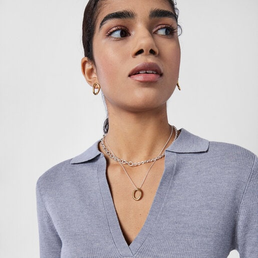 Collar bicolor con anilla con baño de oro 18 kt sobre plata TOUS Hav