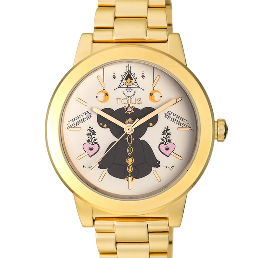 Gold-colored IP steel Magic Time Watch
