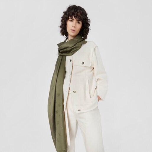 وشاح Square Logo من TOUS من الجاكار باللون الكاكي