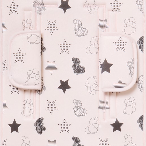 Padded pushchair mat in little stars pink
