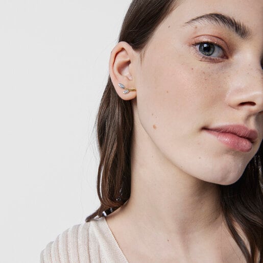 ピアス Real Mix　リーフ  17mm　イエローゴールドコーティング