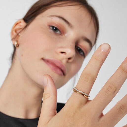 Двойное золотое кольцо Hav с бриллиантами