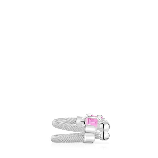 Silver and lab-grown sapphire Earcuff TOUS Mesh LGG