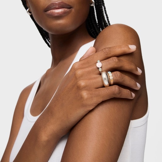 TOUS Mini Color Ring in Silver with Gemstones 0,5cm.