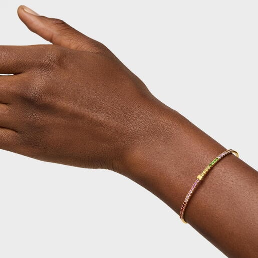 18kt gold-plated silver Bangle with gemstones TOUS Straight