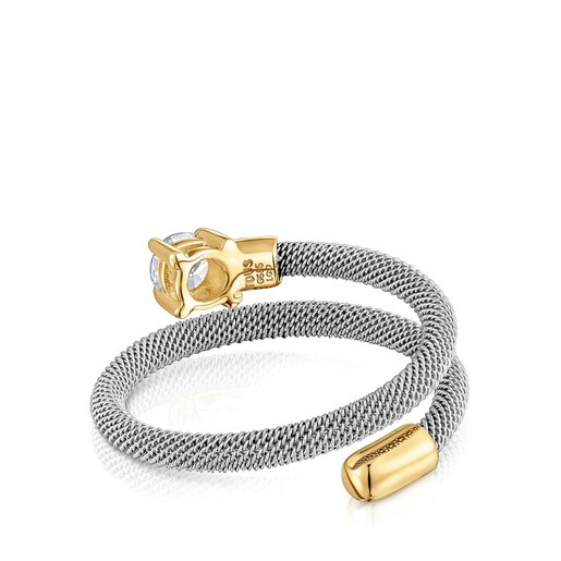 Steel, 14kt gold and lab-grown diamonds Spiral ring TOUS Mesh LGD