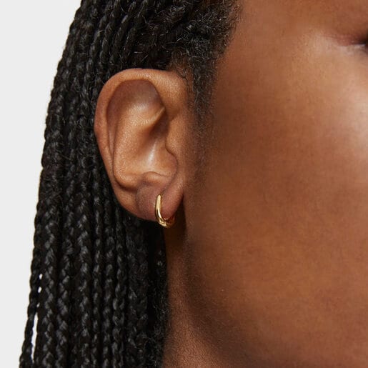 Boucles d’oreilles anneaux en argent plaqué or 18 ct, 12 mm courtes TOUS Basics