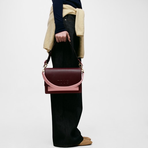 תיק אלכסון TOUS Audree Saffiano בגודל בינוני ובצבע בורגונדי
