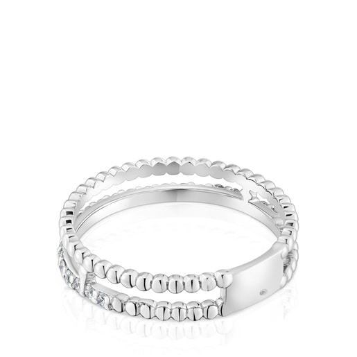 Doppio anello in oro bianco e diamanti medio Les Classiques