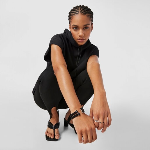Black IP Steel Mesh Color Bracelet with Onyx