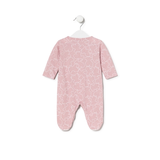 Babygrow de bebé Line Bear cor-de-rosa