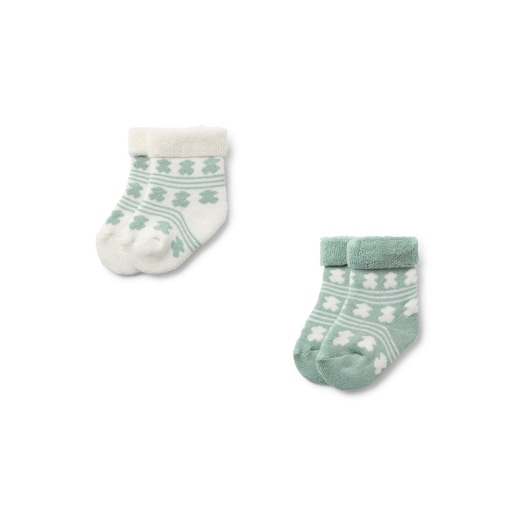 Conjunto de 2 pares de peúgas de bebé SSocks verde