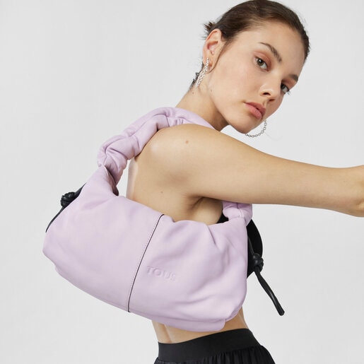 Mittelgroße One-Shoulder-Tasche TOUS Soft aus mauvefarbenem Leder