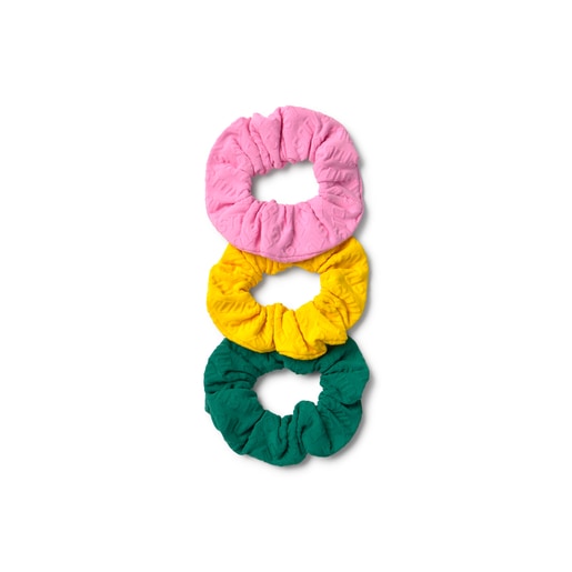 Conjunto de 3 laços de cabelo Logótipo multicolor