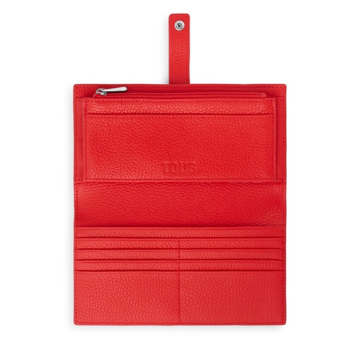Μεγάλο αναδιπλούμενο πορτοφόλι TOUS Miranda από δέρμα σε κόκκινο χρώμα