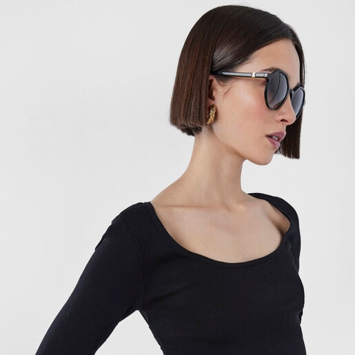 משקפי שמש Hexagon Bear שחורות