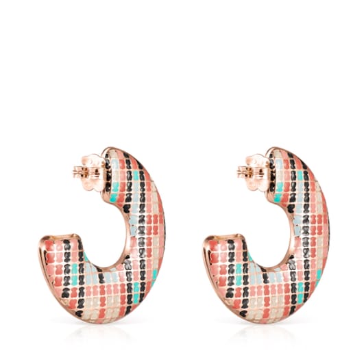 Aretes Tartan con baño de oro rosa 18 kt sobre plata