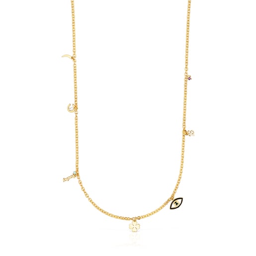 Long necklace with vermeil silver and gemstones TOUS Good Vibes | TOUS