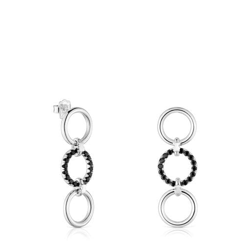 Long silver Earrings with black spinel TOUS Straight