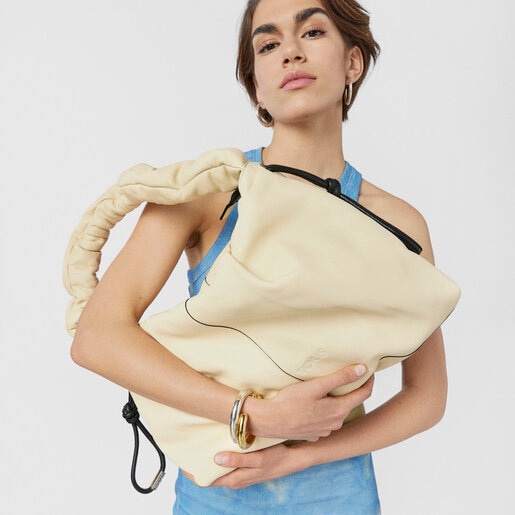 Large beige leather TOUS Soft One-shoulder bag