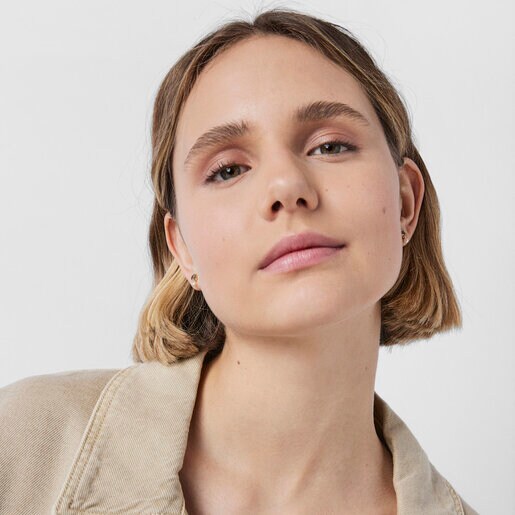 Aretes con baño de oro 18 kt sobre plata con estrella de zafiros y perla TOUS New Motif