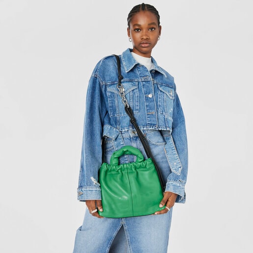 Saca mediana verde de piel TOUS Cloud