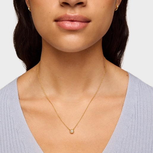 Short Necklace with 18kt gold plating over silver and laboratory-grown diamond Line LGD