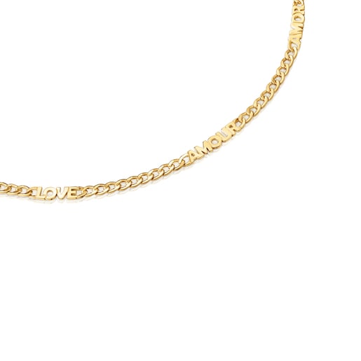 Collana dell'amore con placcatura in oro 18 kt su cruciverba TOUS in argento