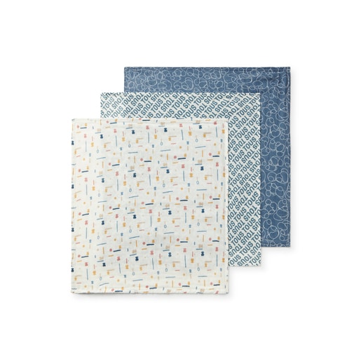 Pack of 3 muslins in MMuse blue