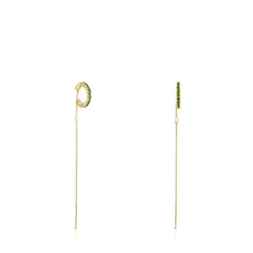 Aretes earcuff con baño de oro 18 kt sobre plata y cromodiópsido TOUS Straight