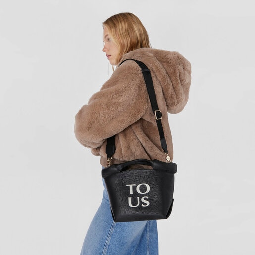 תיק סל TOUS Balloon קטן מעור בצבע שחור