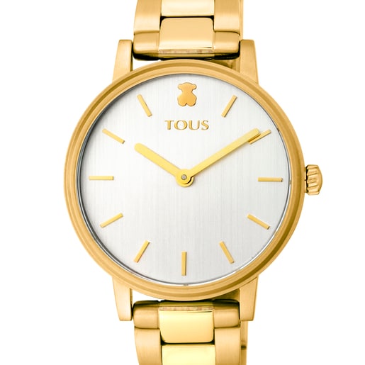 Gold-colored IP steel Rond Color Watch with blue-gradient zirconias
