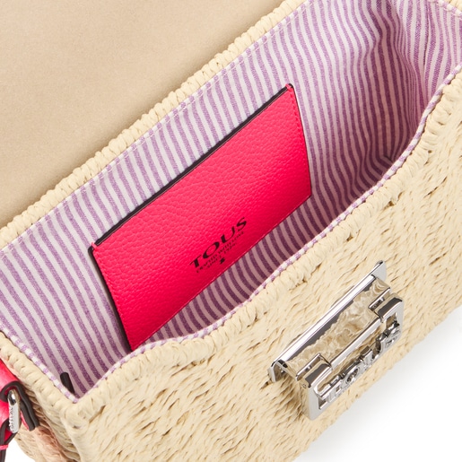Bandolera de rafia rosa fluorescente TOUS Legacy Summer