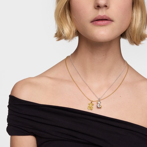 Machined bear Pendant with 18kt gold plating over silver Sweet Dolls