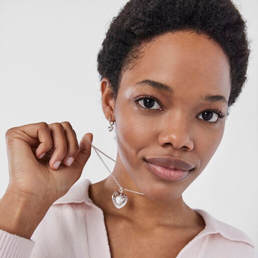 Серебряная подвеска San Valentín с вращающимся сердцем