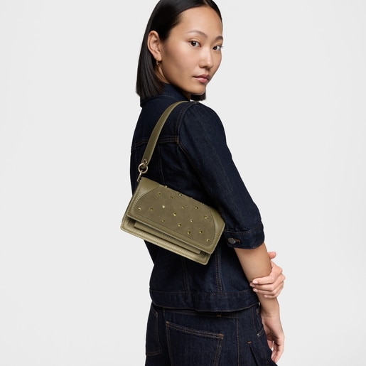 Small olive green Crossbody bag TOUS Audree Strass