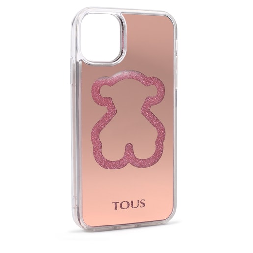 Capa para telemóvel Delrey XI Glitter Mirror Bear cor-de-rosa