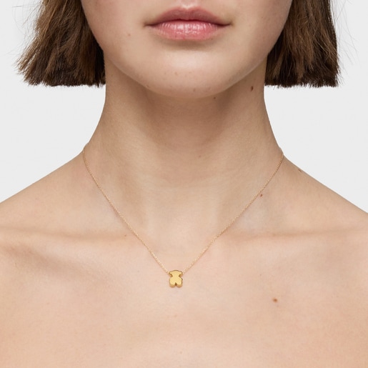 שרשרת Sweet Dolls קצרה מזהב עם מוטיב דובון בגודל 10 מ"מ