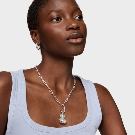 26 mm silver openwork bear Pendant Bold Bear